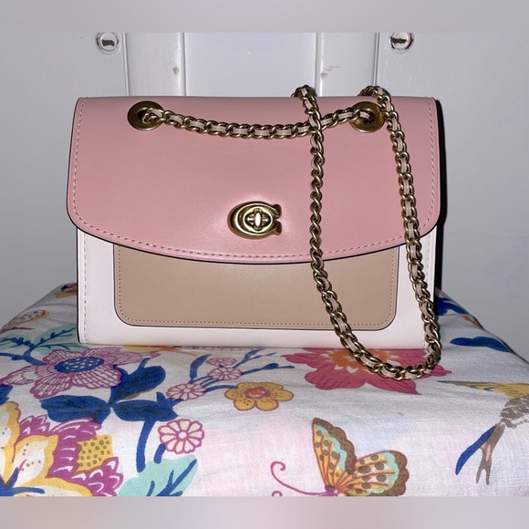 COACH PARKER Tri-Color-Block Leather Shoulder/Crossbody Bag!! - Picture 1 of 16
